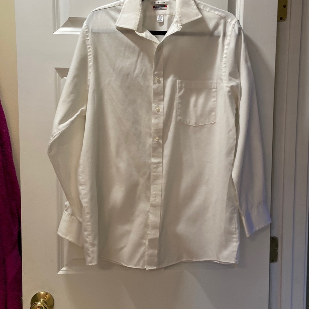 Van Husen Regular Fit white stripes on white size 15 1/2